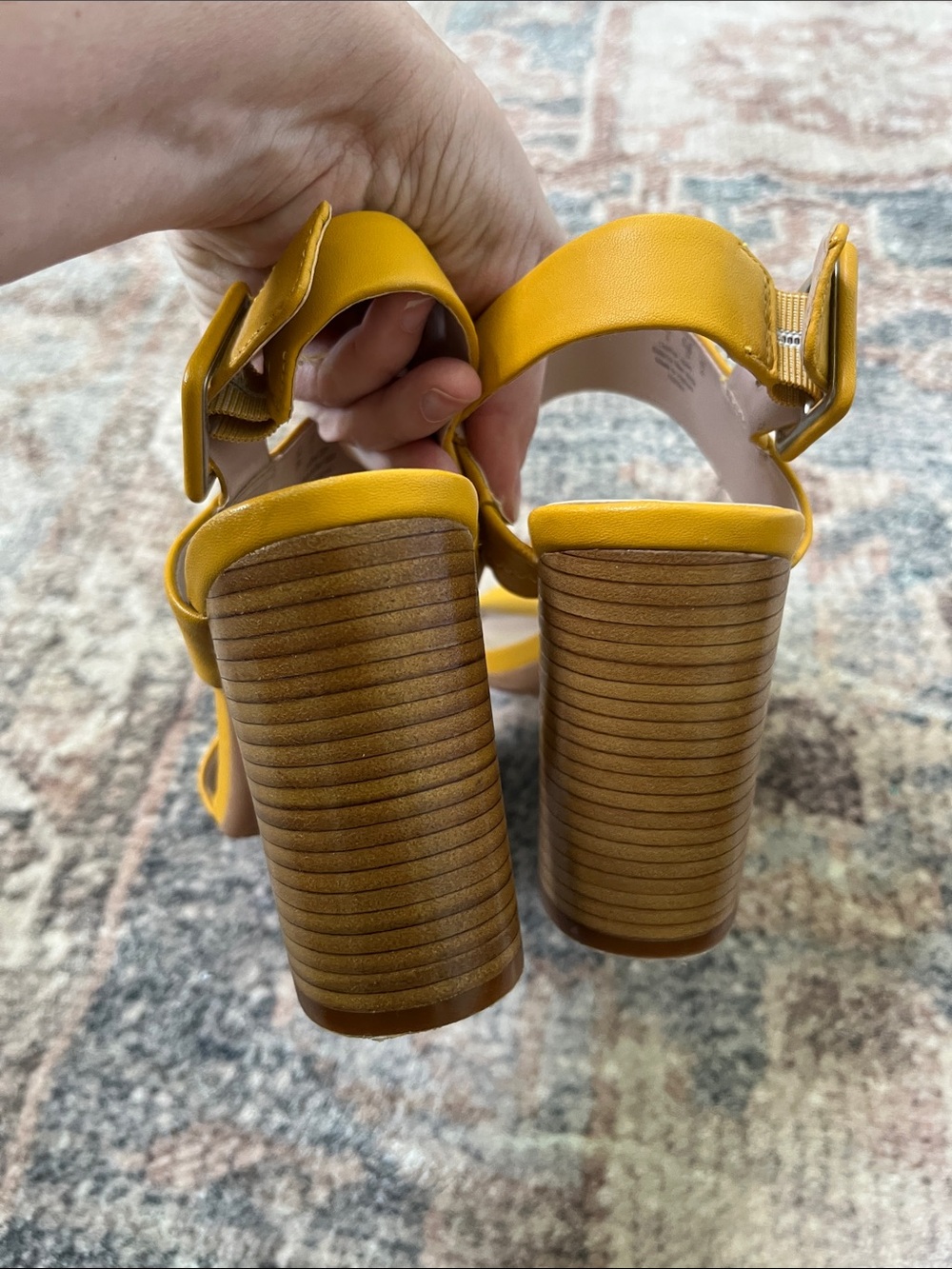 Preston & York Yellow Stap Block Heel Sandals - Picture 3 of 5
